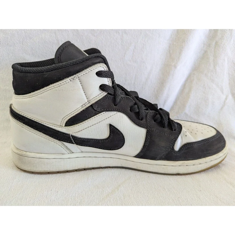 Nike Air Jordan 1 Mid SE Diamond Men's Size 12 DH6933-100 White & Black (No Box)